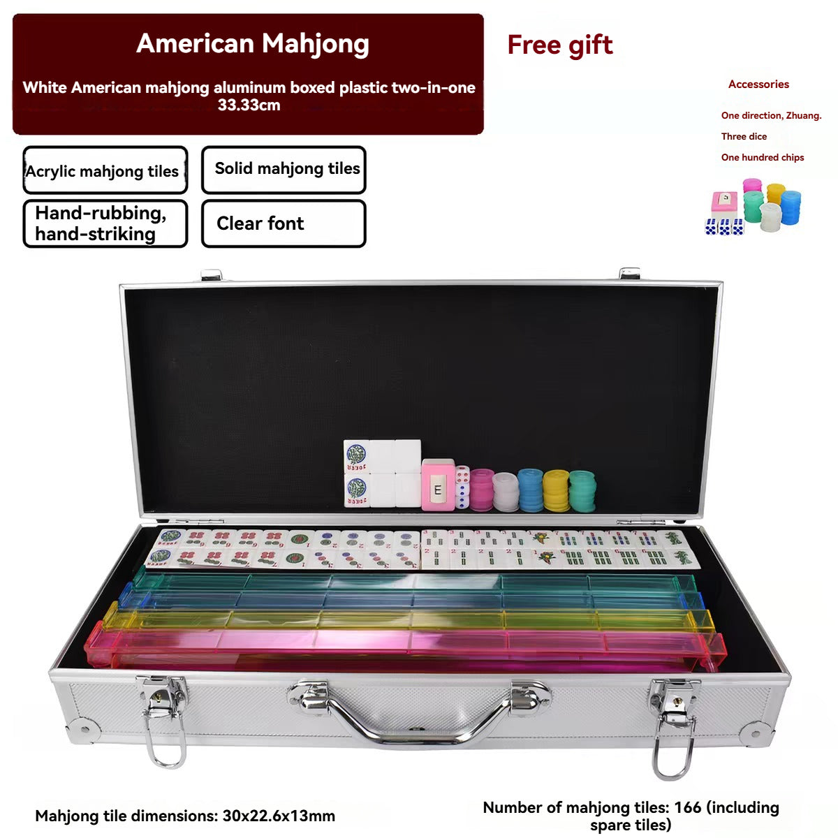 166pcs Ivory Acrylic American Mahjong Tiles,