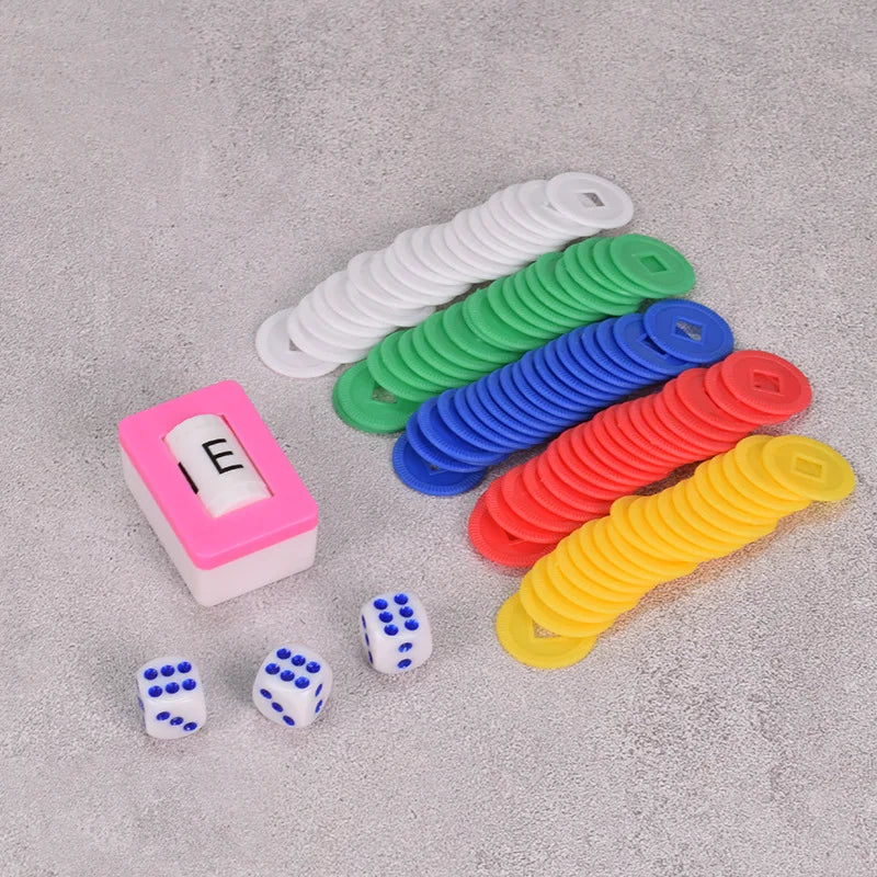 English Direction Plastic American Mahjong Money Chips and Accessories Includes 3 Dice and Plastic Tiles