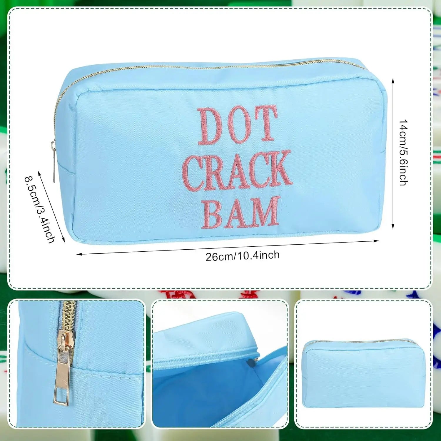 Blue/Beige Polyester Mahjong Storage Bag Set
