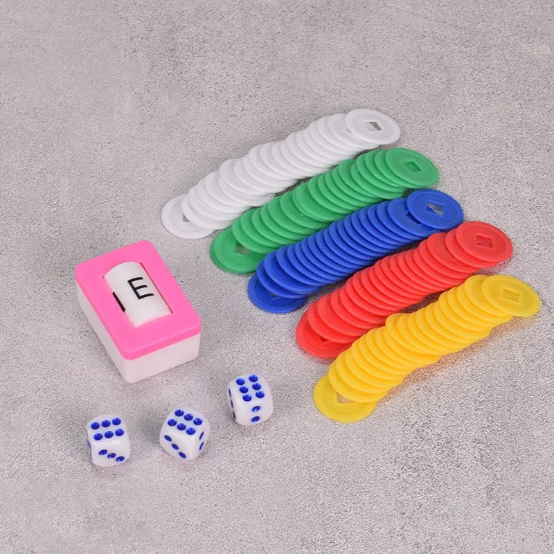 English Direction Plastic American Mahjong Money Chips and Accessories Includes 3 Dice and Plastic Tiles
