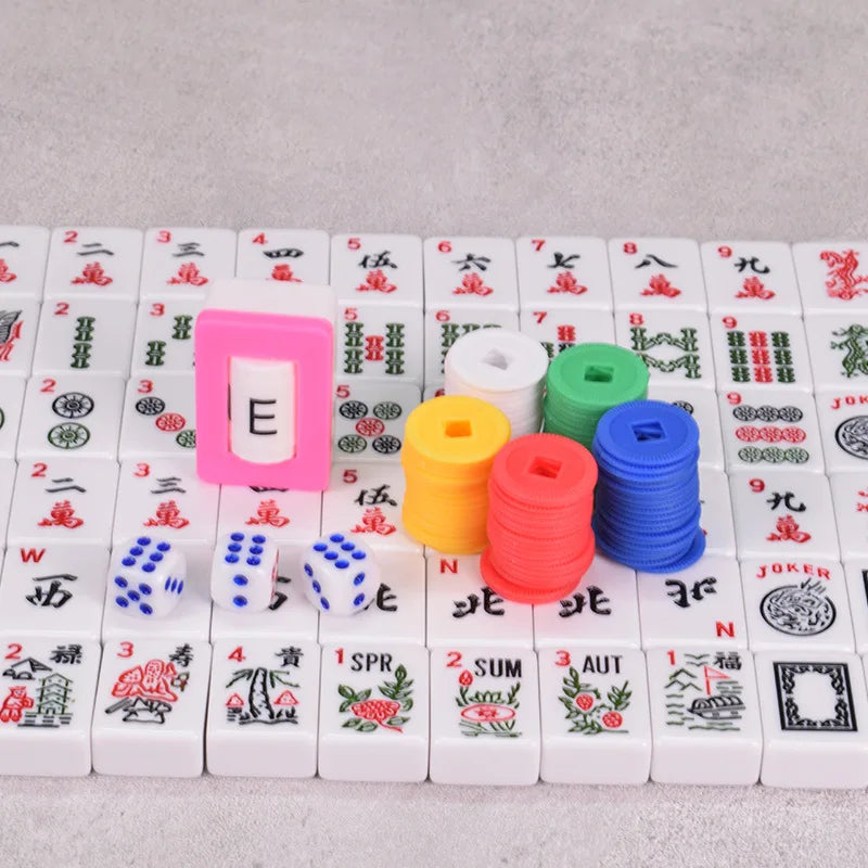 English Direction Plastic American Mahjong Money Chips and Accessories Includes 3 Dice and Plastic Tiles