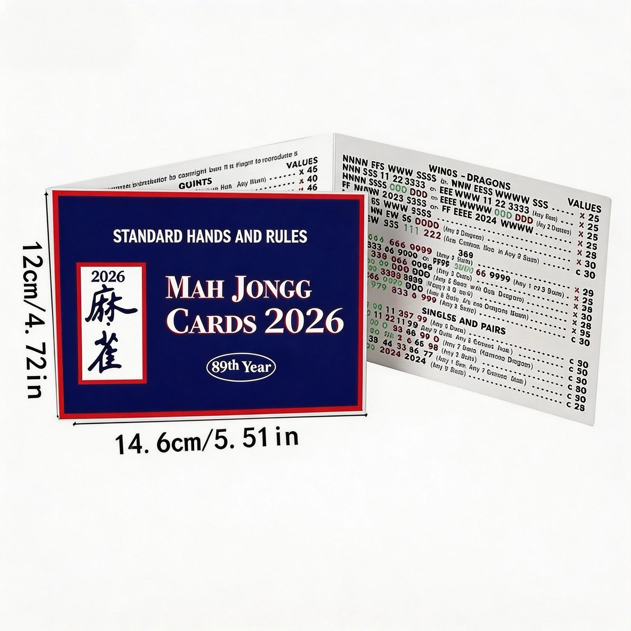 2026 American Mahjong Two-Color Eco-Friendly Cardboard Scorecard Rules Instruction